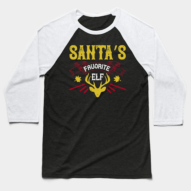 Santa’s Favorite Elf Baseball T-Shirt by APuzzleOfTShirts